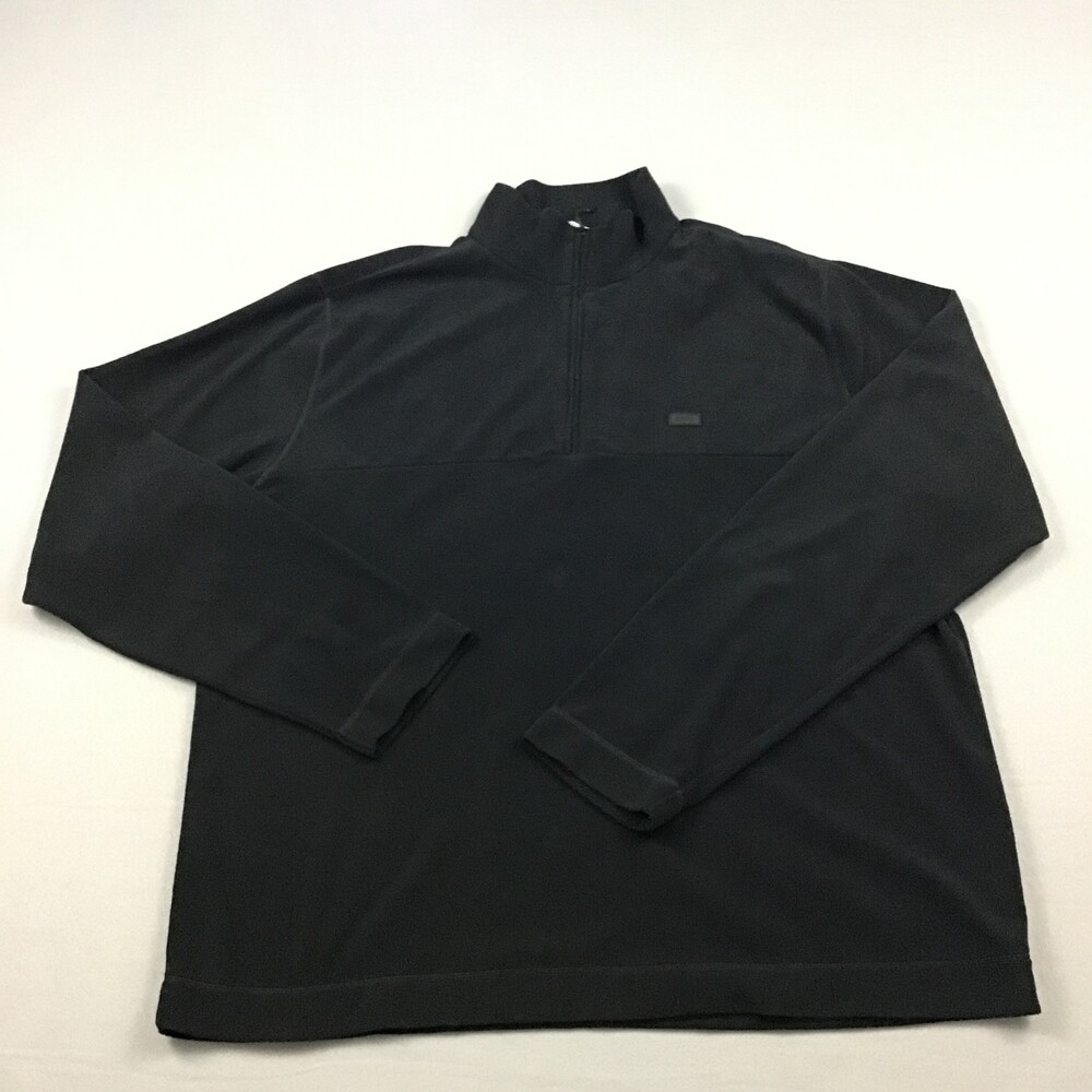 RAINS Sweater Men 2XL Black Solid 1/4 Zip Mock Neck Pullover Mid Layer Logo XXL